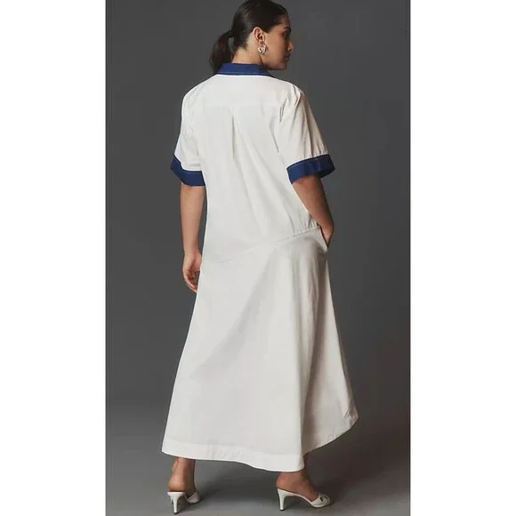 Anthropologie Maeve Shirt Dress Midi Cotton Oversize Comfort Preppy Boho XXS NWT - Picture 3 of 13